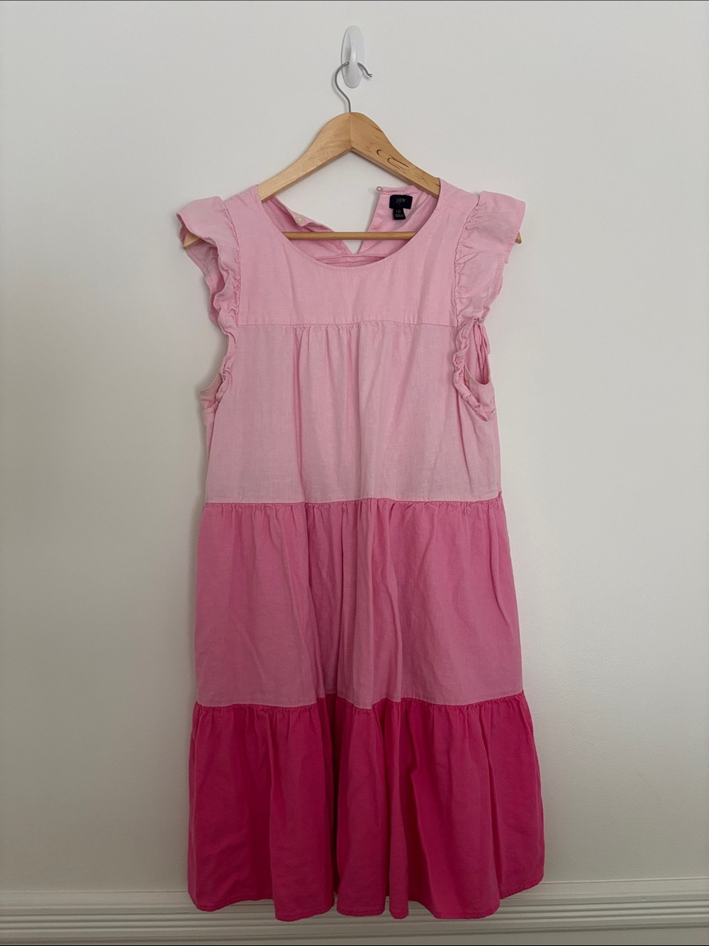 J. Crew Girls' Pink Tiered Ruffle Sleeve Dress